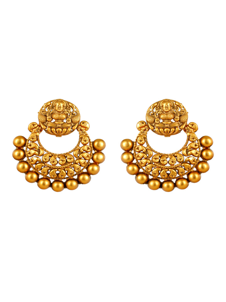 Priyaasi Studded Goddess Laxmi Gold-Plated Jewellery Set