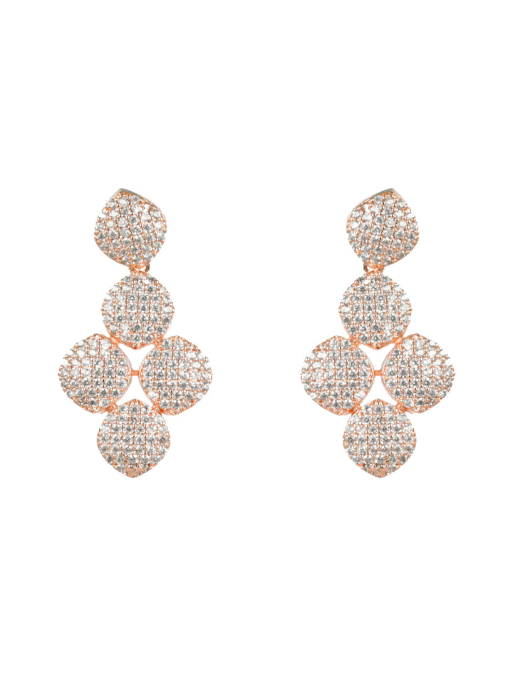 Priyaasi Pretty Leaves AD Rose Gold-Plated Jewellery Set