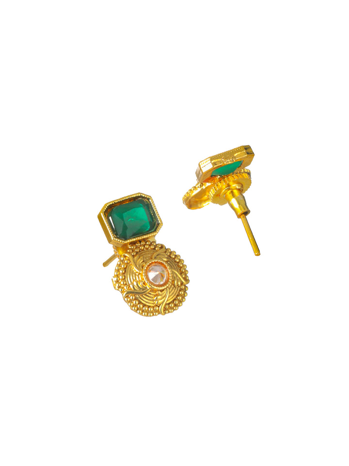 Priyaasi Studded Green Floral Gold-Plated Jewellery Set