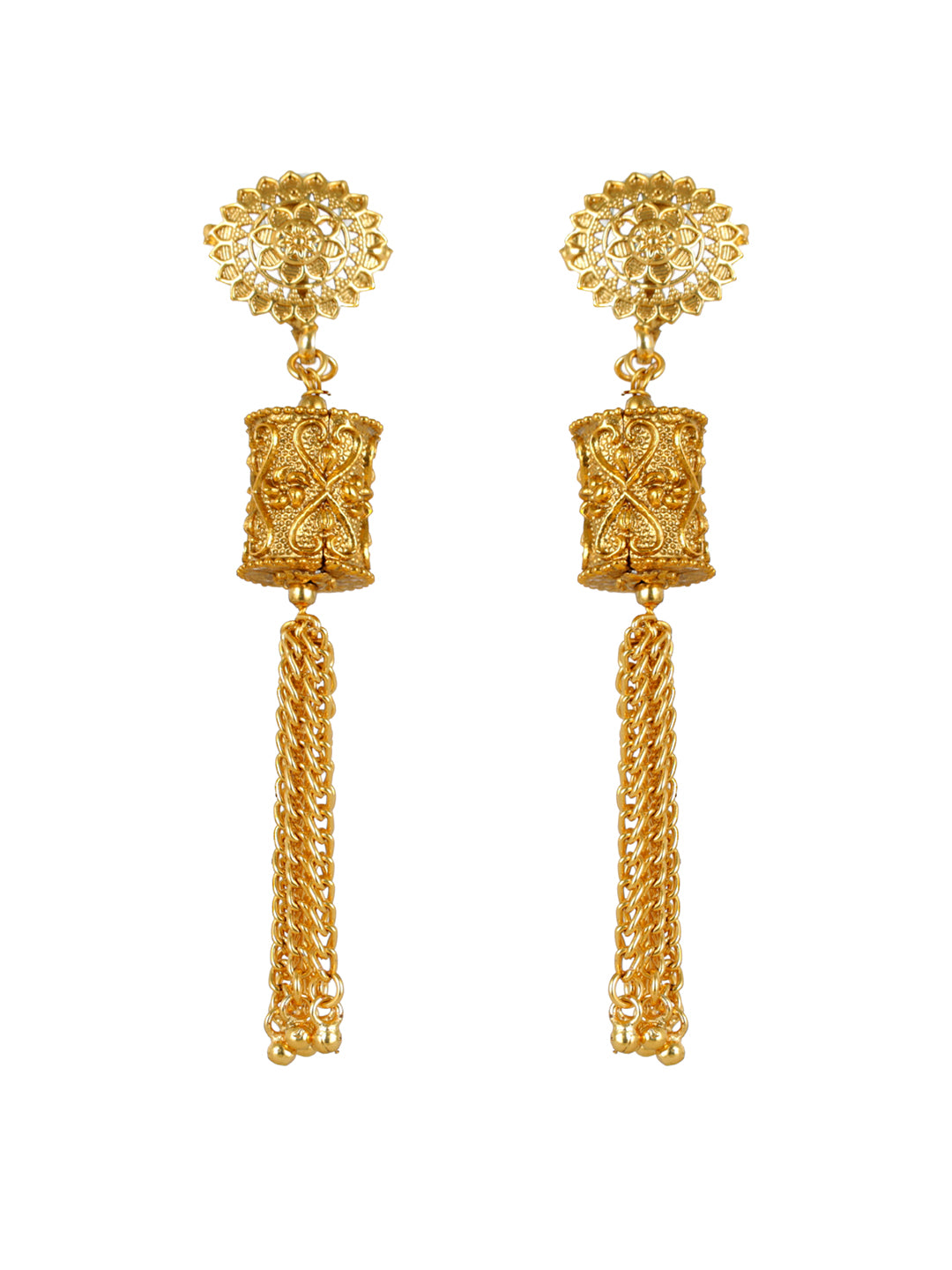 Priyaasi Engraved Spheres Floral Gold-Plated Jewellery Set