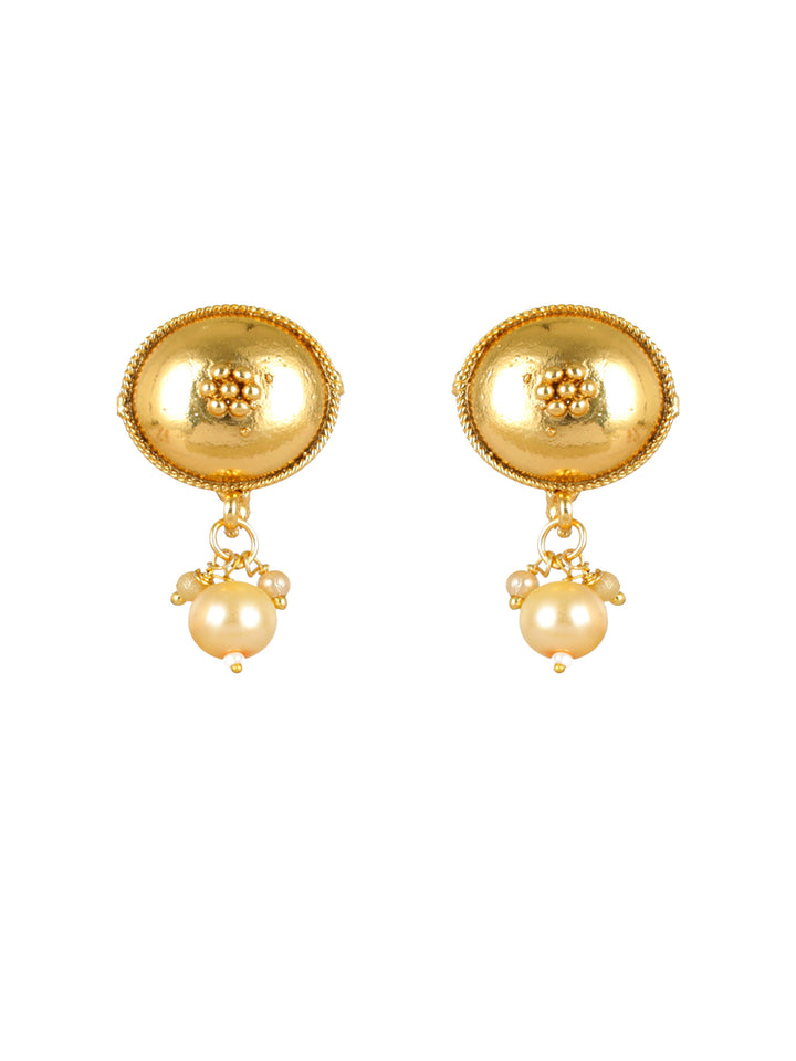 Priyaasi Sphere Links Floral Pearl Gold-Plated Jewellery Set