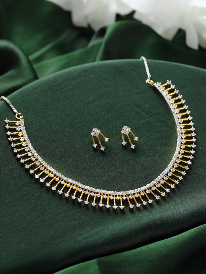 Priyaasi Sparkling Geometric AD Gold-Plated Jewellery Set
