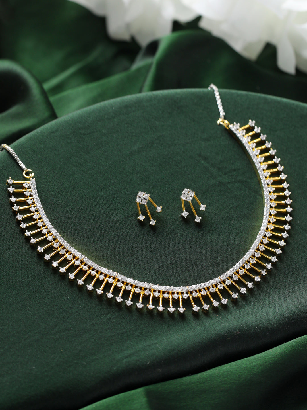 Priyaasi Sparkling Geometric AD Gold-Plated Jewellery Set