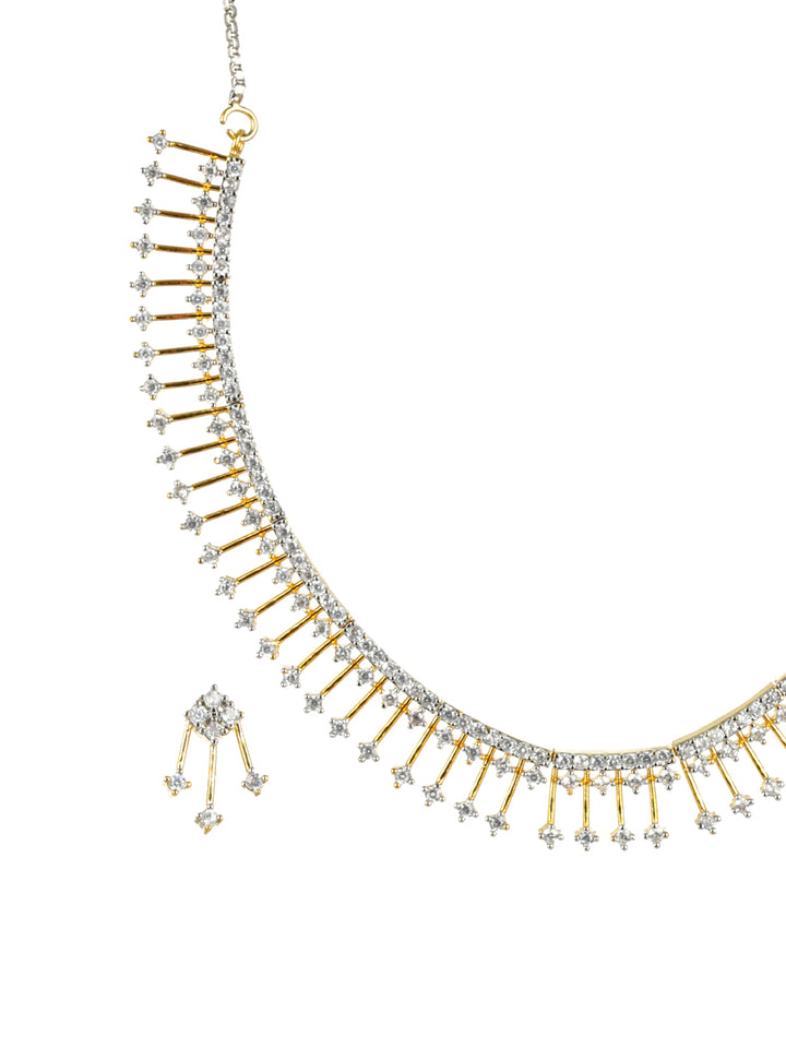 Priyaasi Sparkling Geometric AD Gold-Plated Jewellery Set