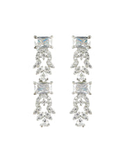 Priyaasi Shining Leaf Blocks AD Silver-Plated Jewellery Set