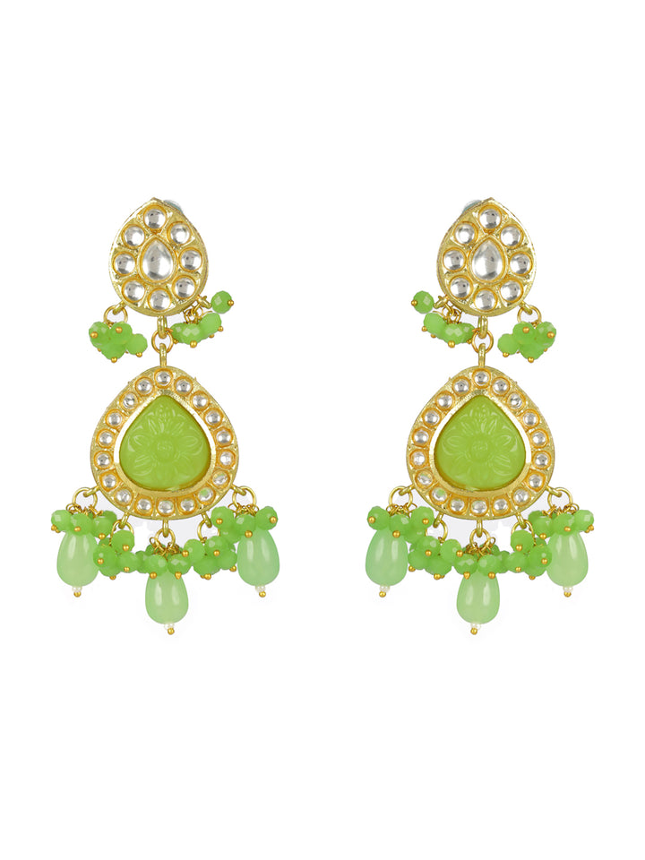 Priyaasi Green Floral Kundan Multilayer Maharani Haar Set