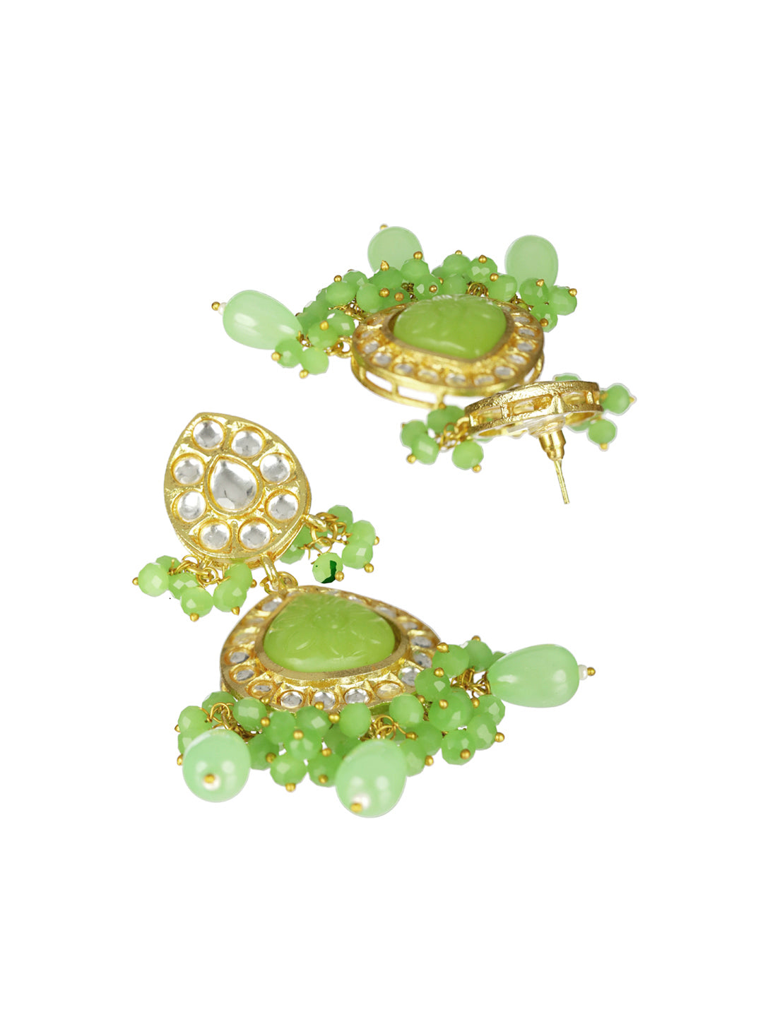 Priyaasi Green Floral Kundan Multilayer Maharani Haar Set