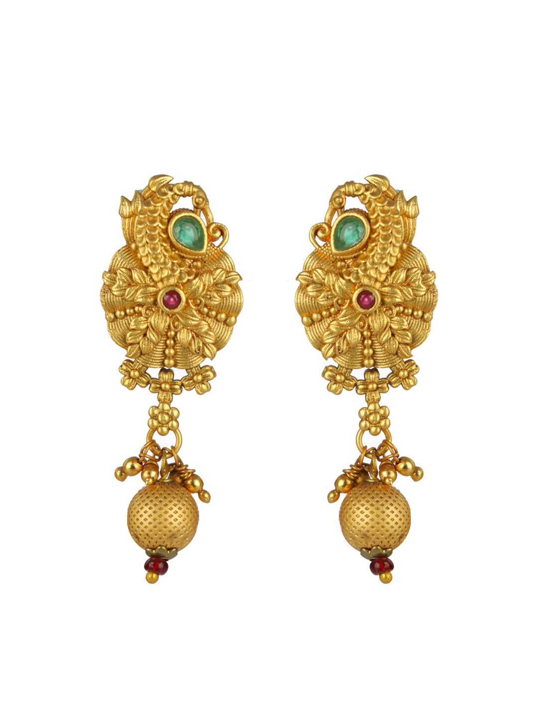 Priyaasi Floral Peacock Studded Gold-Plated Jewellery Set