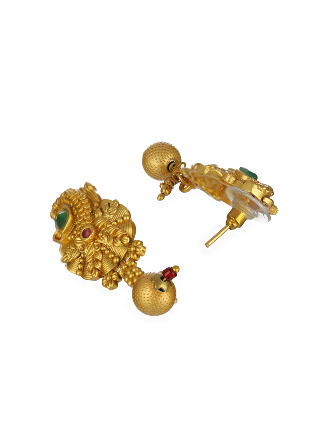 Priyaasi Floral Peacock Studded Gold-Plated Jewellery Set