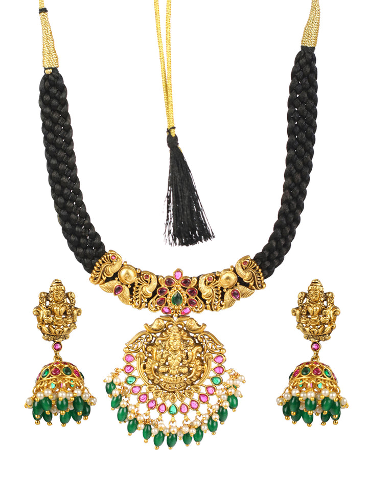 Priyaasi Goddess Laxmi Multicolor Gold-Plated Jewellery Set