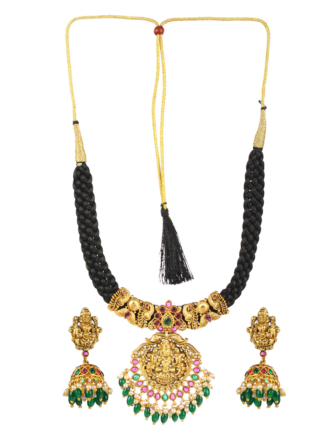 Priyaasi Goddess Laxmi Multicolor Gold-Plated Jewellery Set