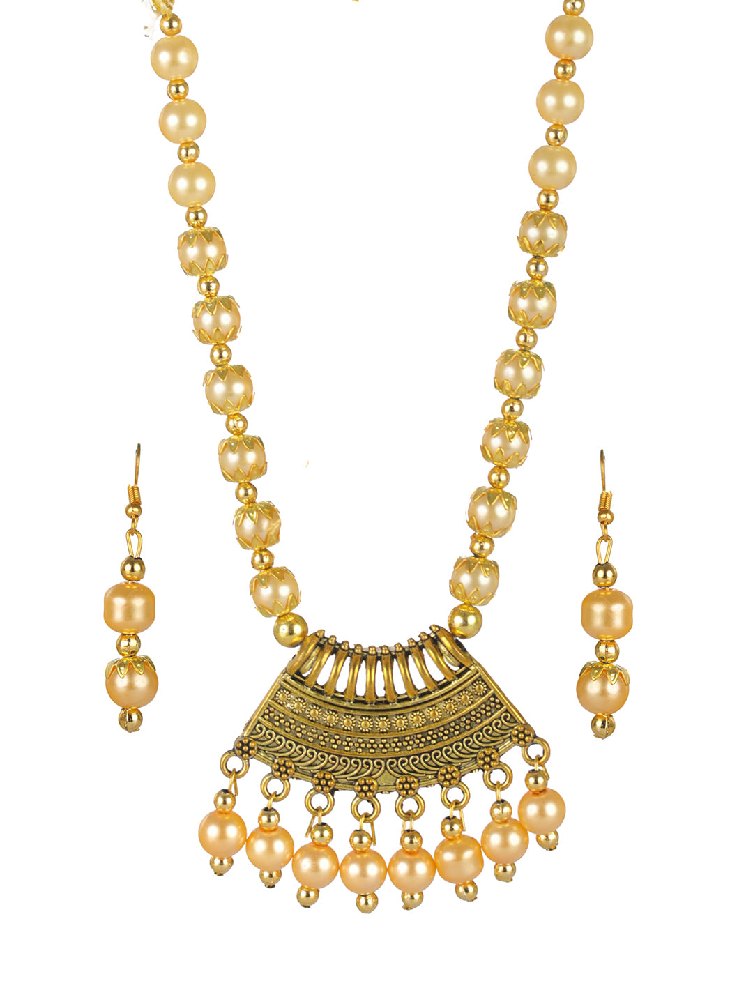 Priyaasi Pretty Pearls Floral Gold-Plated Jewellery Set