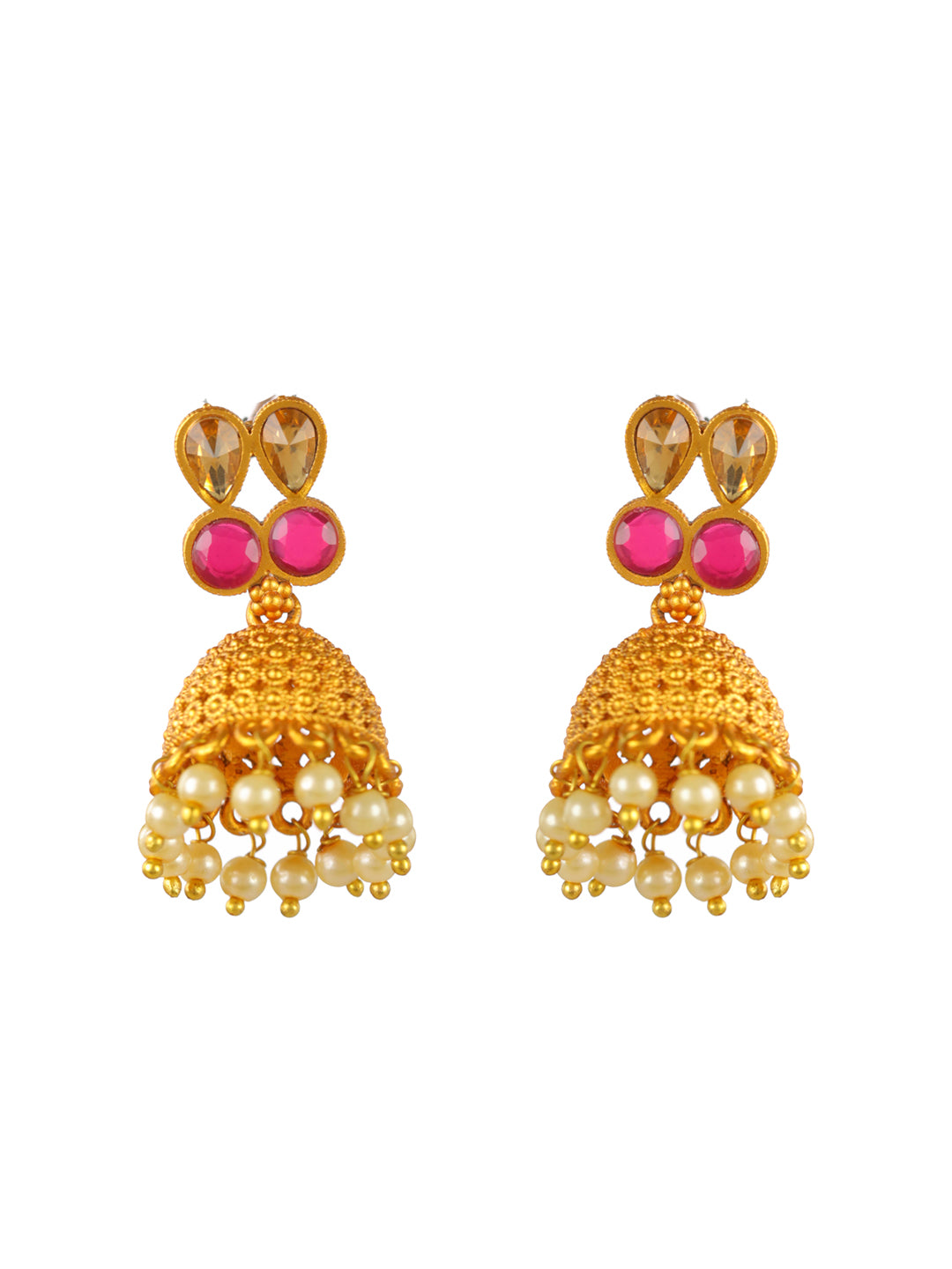 Priyaasi Studded Purple Pearl Layered Gold-Plated Jewellery Set