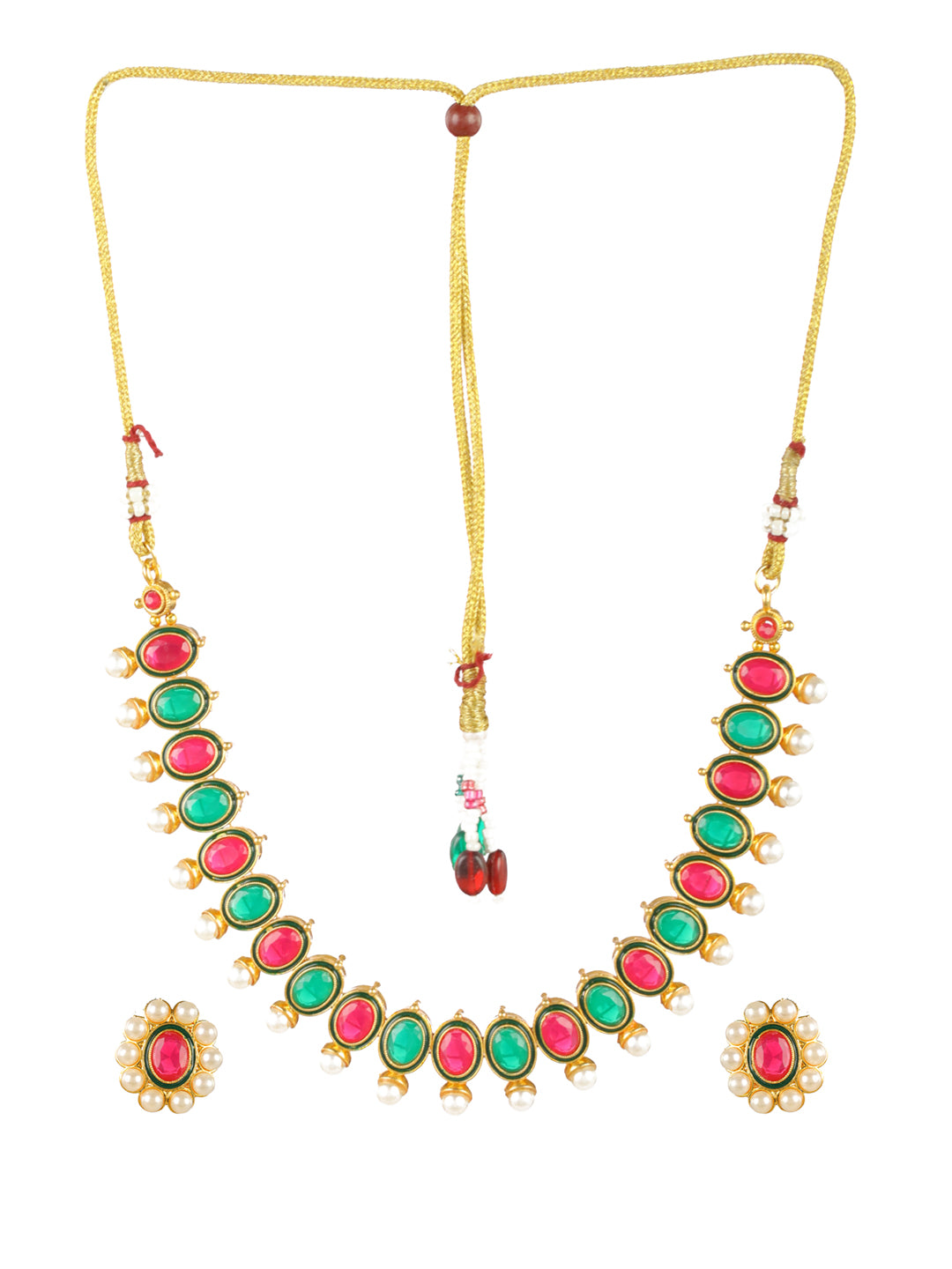 Priyaasi Multicolor Oval Pearl Gold-Plated Jewellery Set