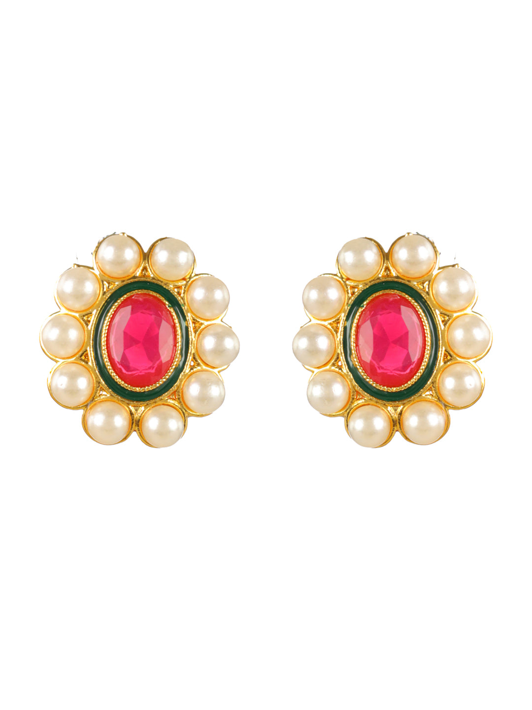 Priyaasi Multicolor Oval Pearl Gold-Plated Jewellery Set