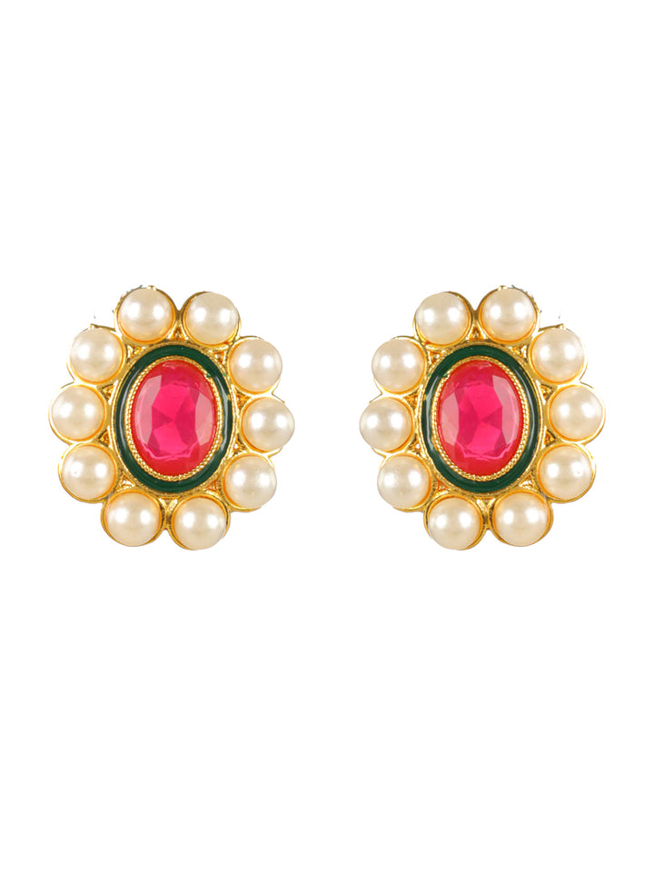 Priyaasi Multicolor Oval Pearl Gold-Plated Jewellery Set