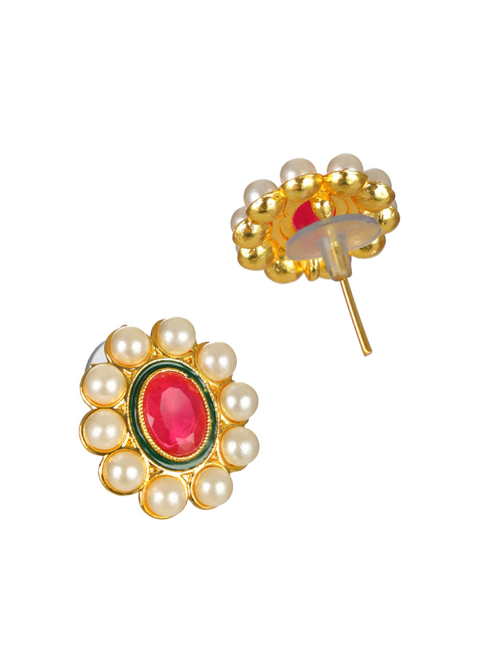 Priyaasi Multicolor Oval Pearl Gold-Plated Jewellery Set
