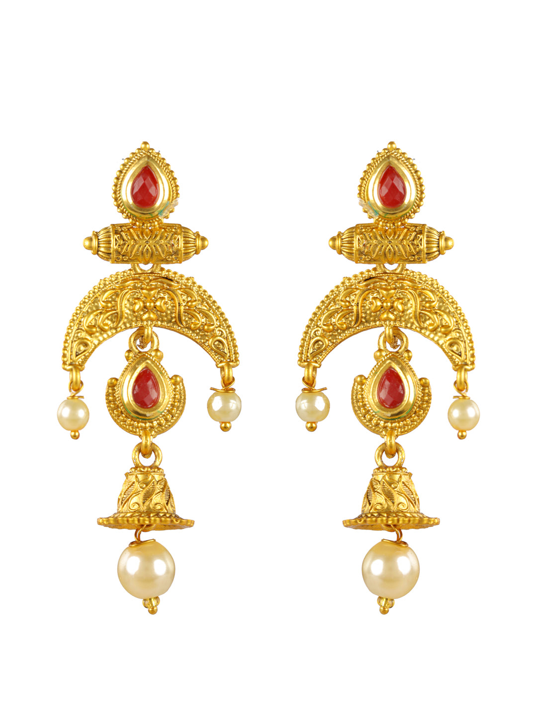 Priyaasi Studded Peacock White Multilayer Gold-Plated Jewellery Set