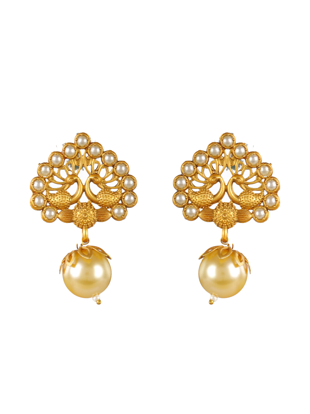 Priyaasi Red Studded Peacock Gold-Plated Jewellery Set