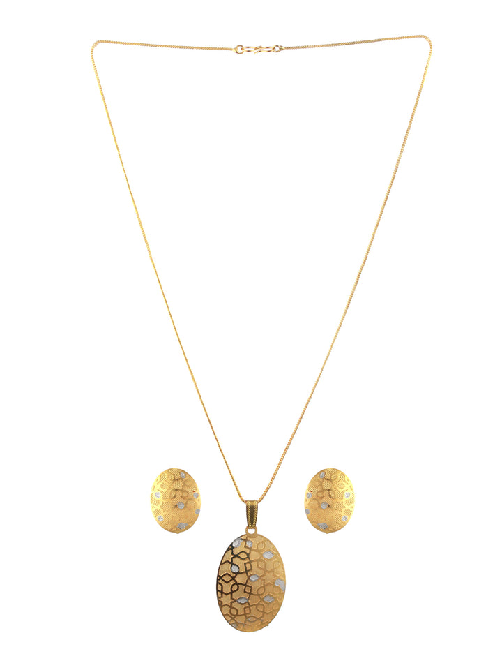 Priyaasi Geometric Floral Textured Gold-Plated Jewellery Set