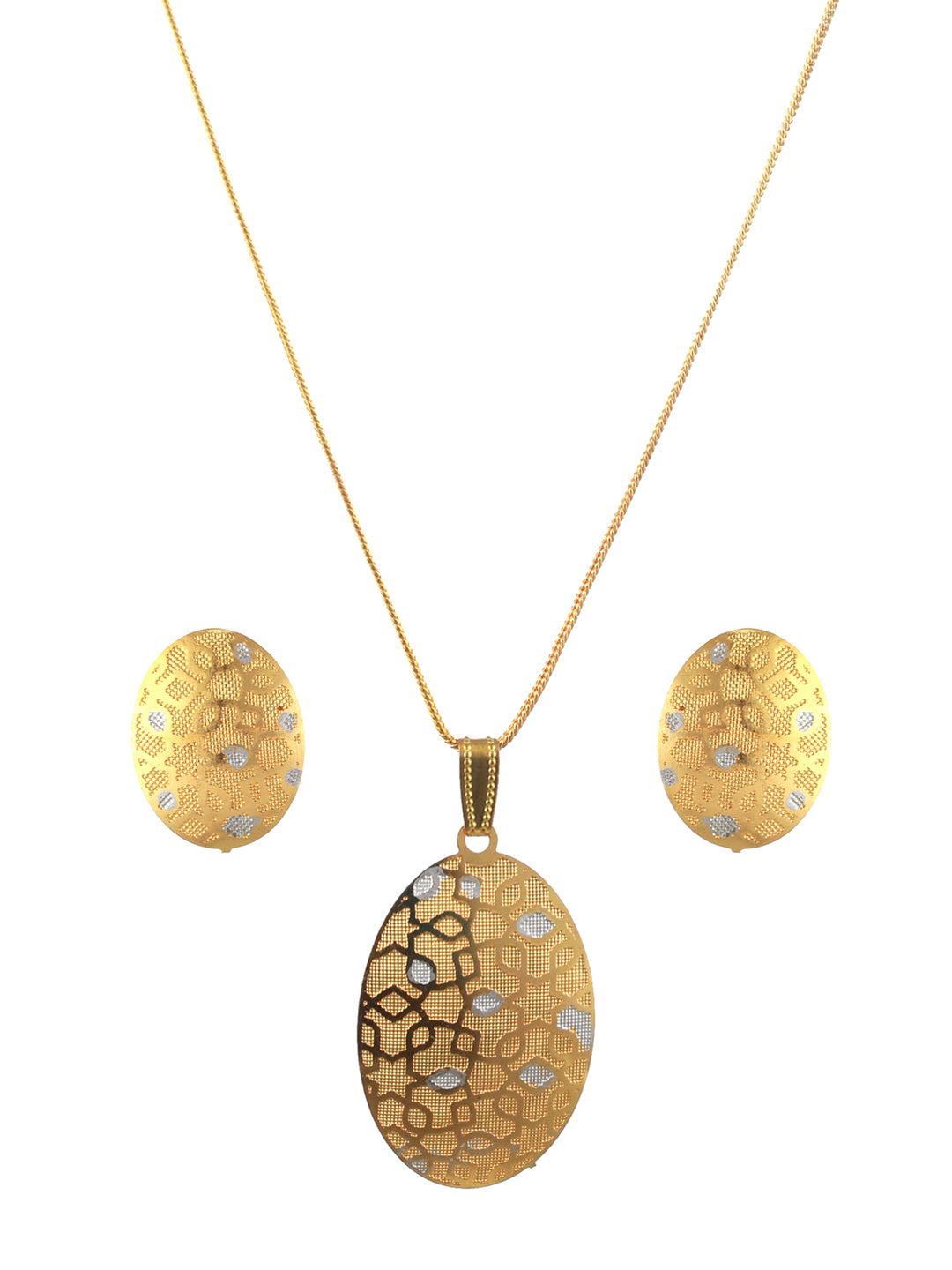 Priyaasi Geometric Floral Textured Gold-Plated Jewellery Set