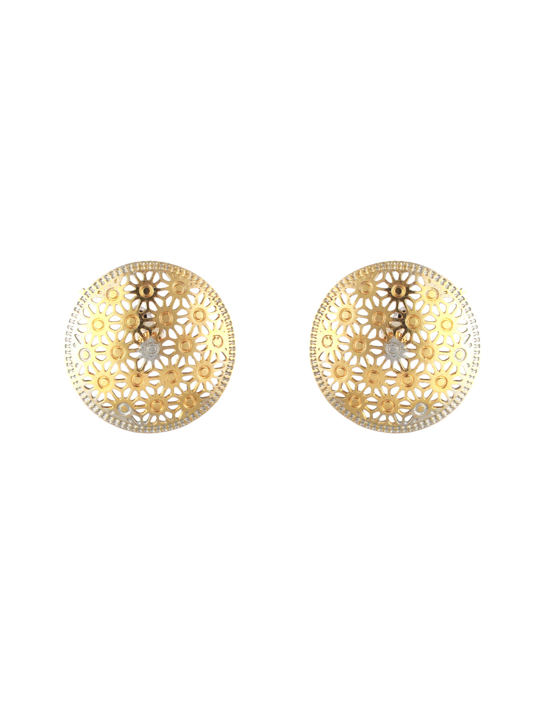 Priyaasi Round Cutwork Silver Gold-Plated Jewellery Set