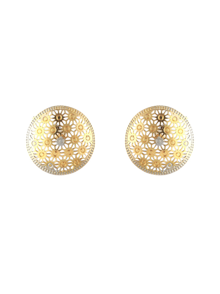 Priyaasi Round Cutwork Silver Gold-Plated Jewellery Set