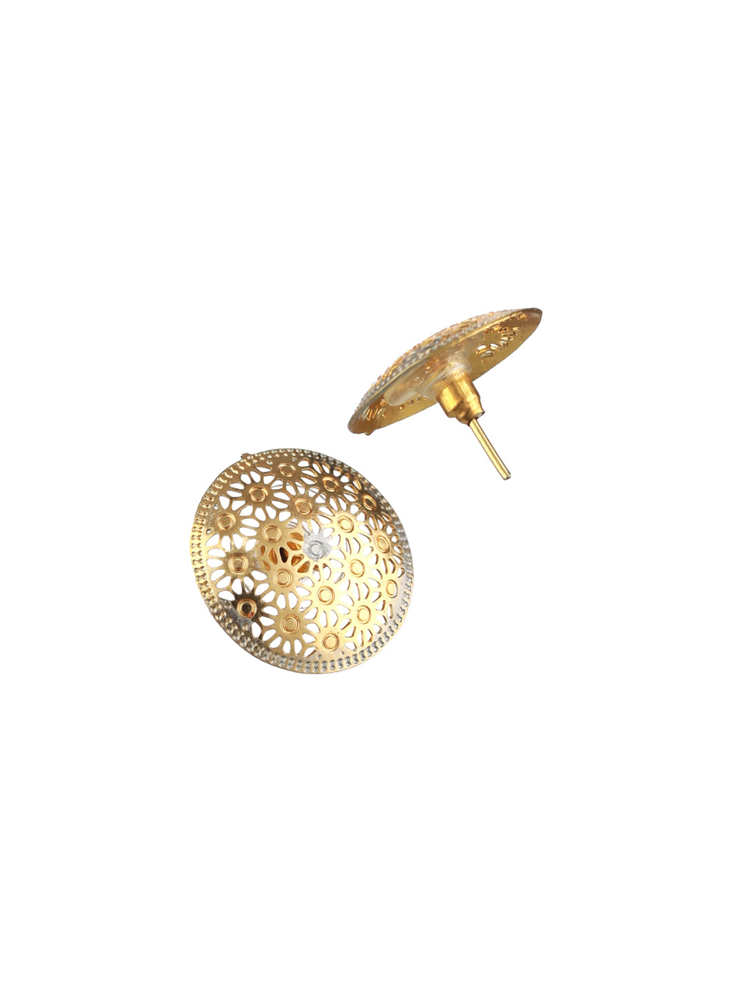 Priyaasi Round Cutwork Silver Gold-Plated Jewellery Set