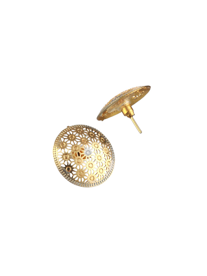 Priyaasi Round Cutwork Silver Gold-Plated Jewellery Set