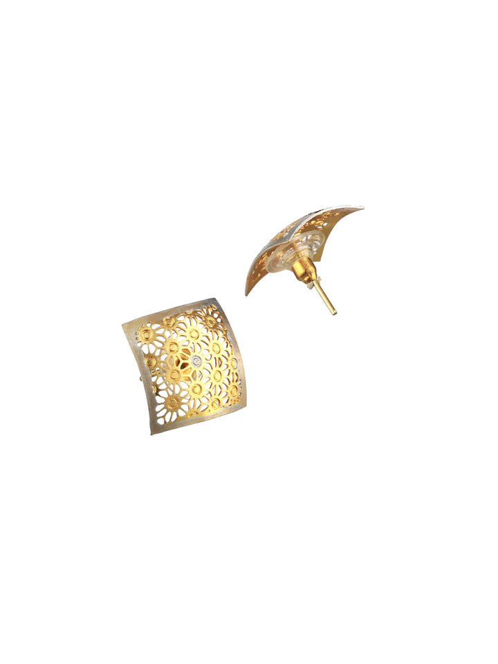Priyaasi Geometric Cutwork Silver Gold-Plated Jewellery Set
