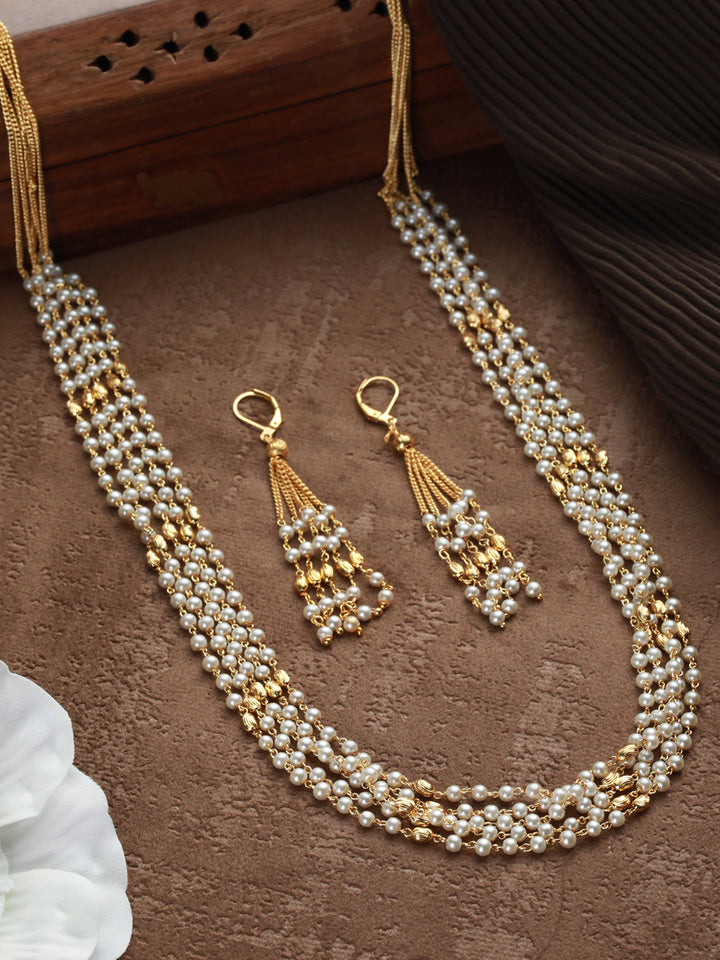 Priyaasi Multilayer Pearl Gold-Plated Jewellery Set