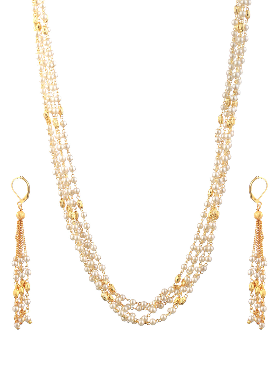 Priyaasi Multilayer Pearl Gold-Plated Jewellery Set