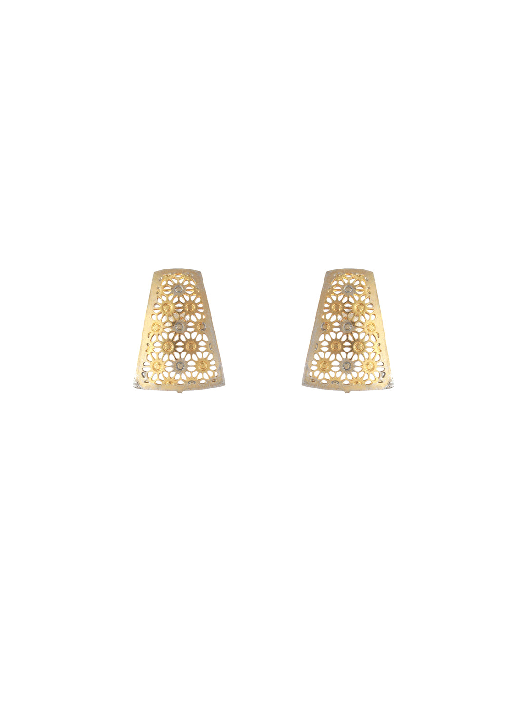 Priyaasi Minimal Geometric Cutwork Silver Gold-Plated Jewellery Set