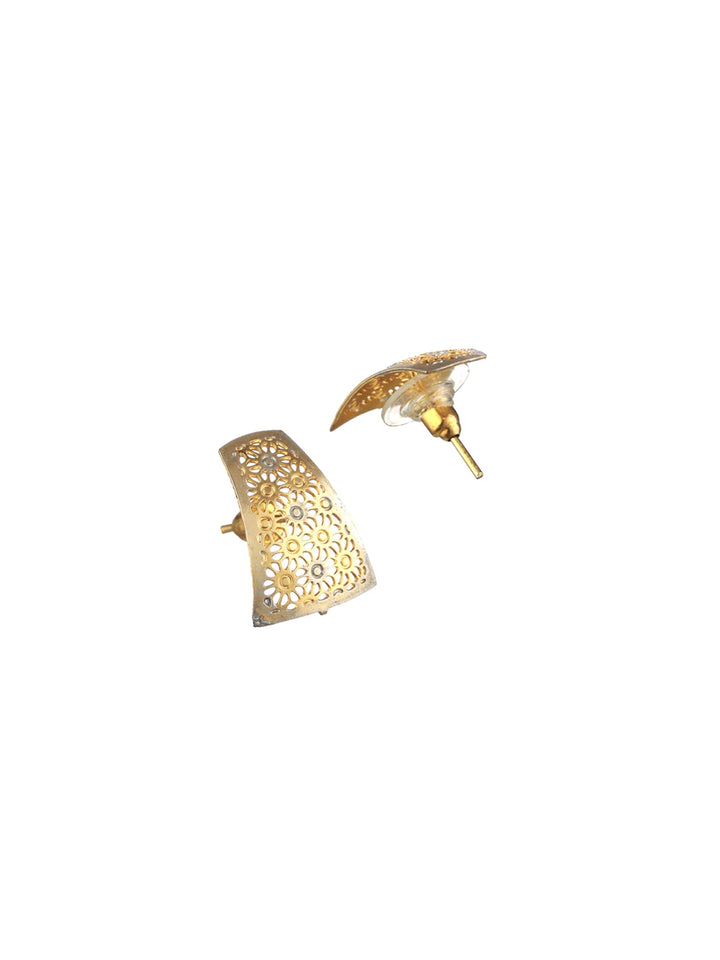 Priyaasi Minimal Geometric Cutwork Silver Gold-Plated Jewellery Set