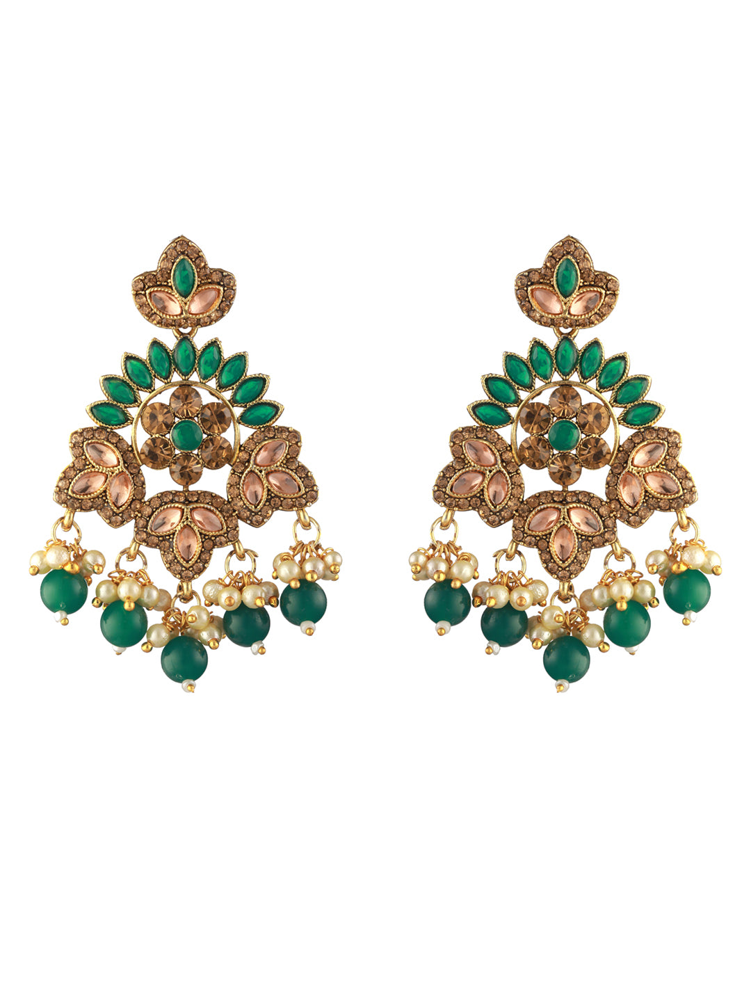 Priyaasi Green Kundan Gold-Plated Choker Jewellery Set with Maangtikka