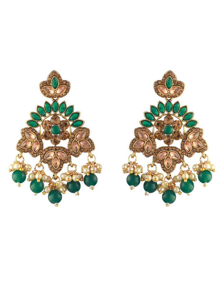 Priyaasi Green Kundan Gold-Plated Choker Jewellery Set with Maangtikka
