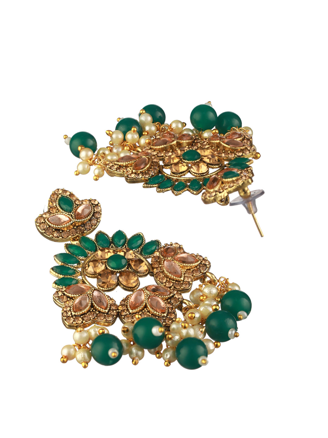 Priyaasi Green Kundan Gold-Plated Choker Jewellery Set with Maangtikka