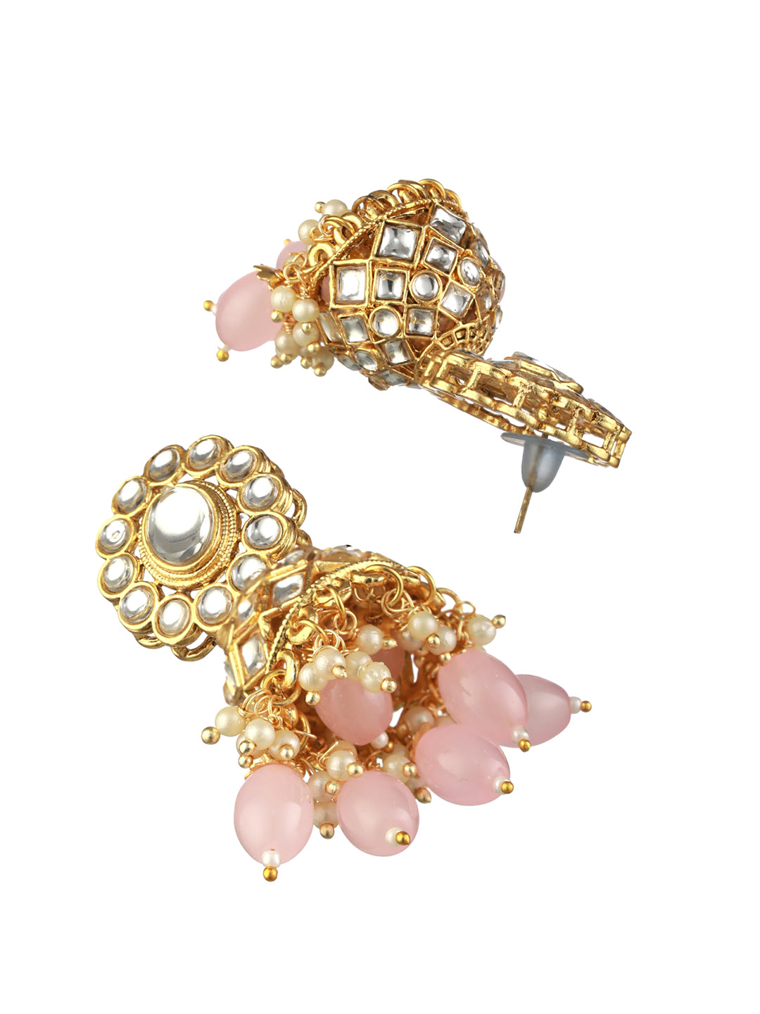 Priyaasi Pink Floral Kundan Gold-Plated Choker Jewellery Set with Maangtikka