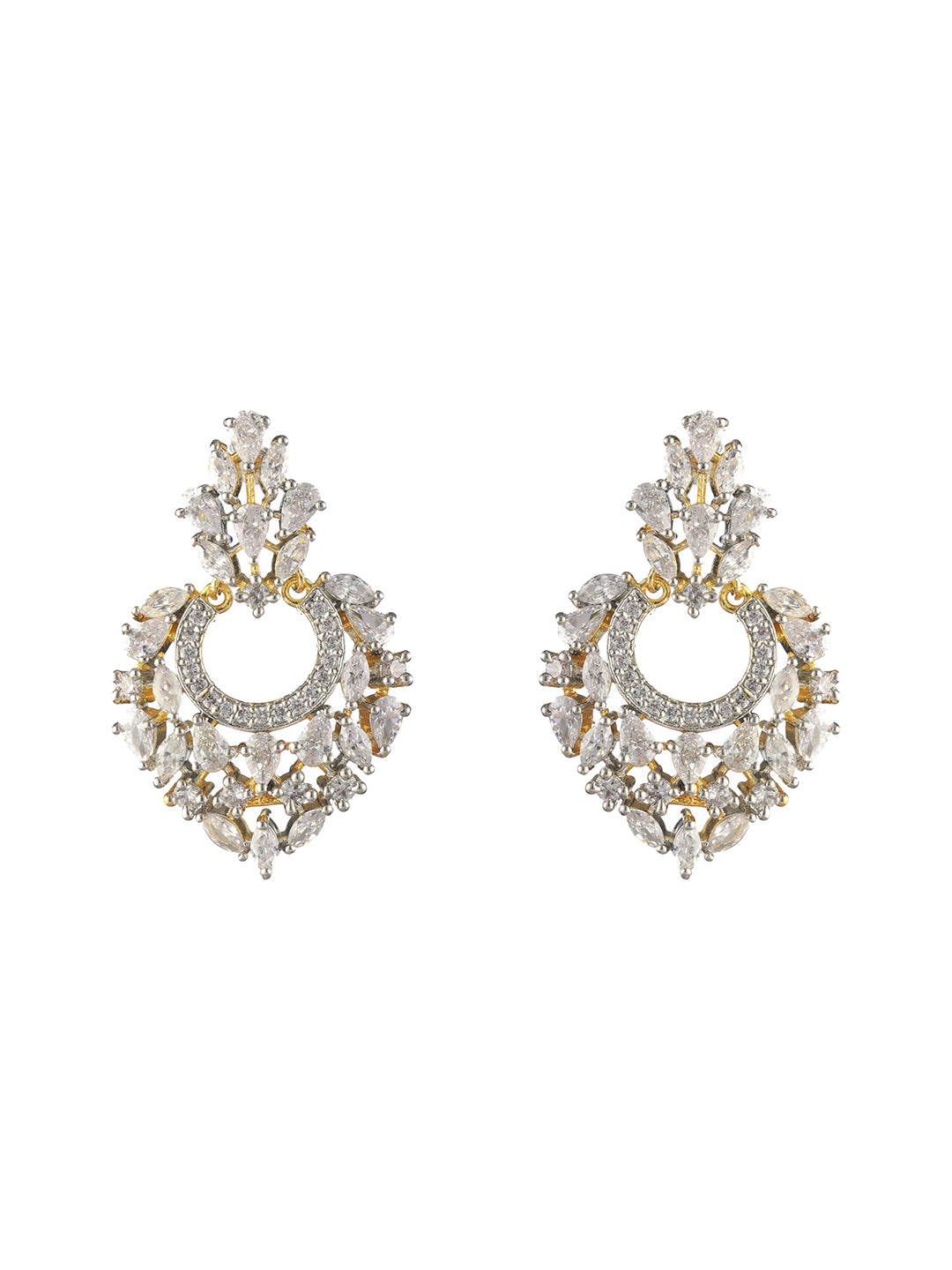 Elegant Leaf-Cut American Diamond Gold-Plated Jewellery Set