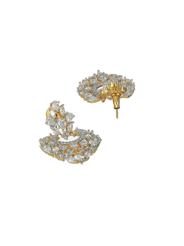 Elegant Leaf-Cut American Diamond Gold-Plated Jewellery Set