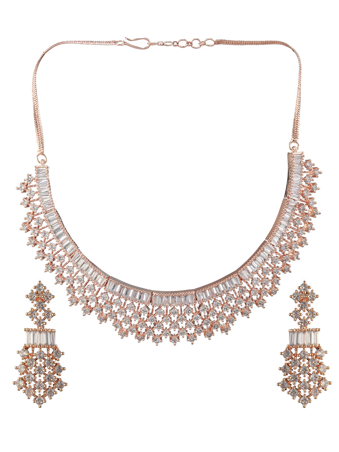 Sparkling American Diamond Rose Gold-Plated Jewellery Set