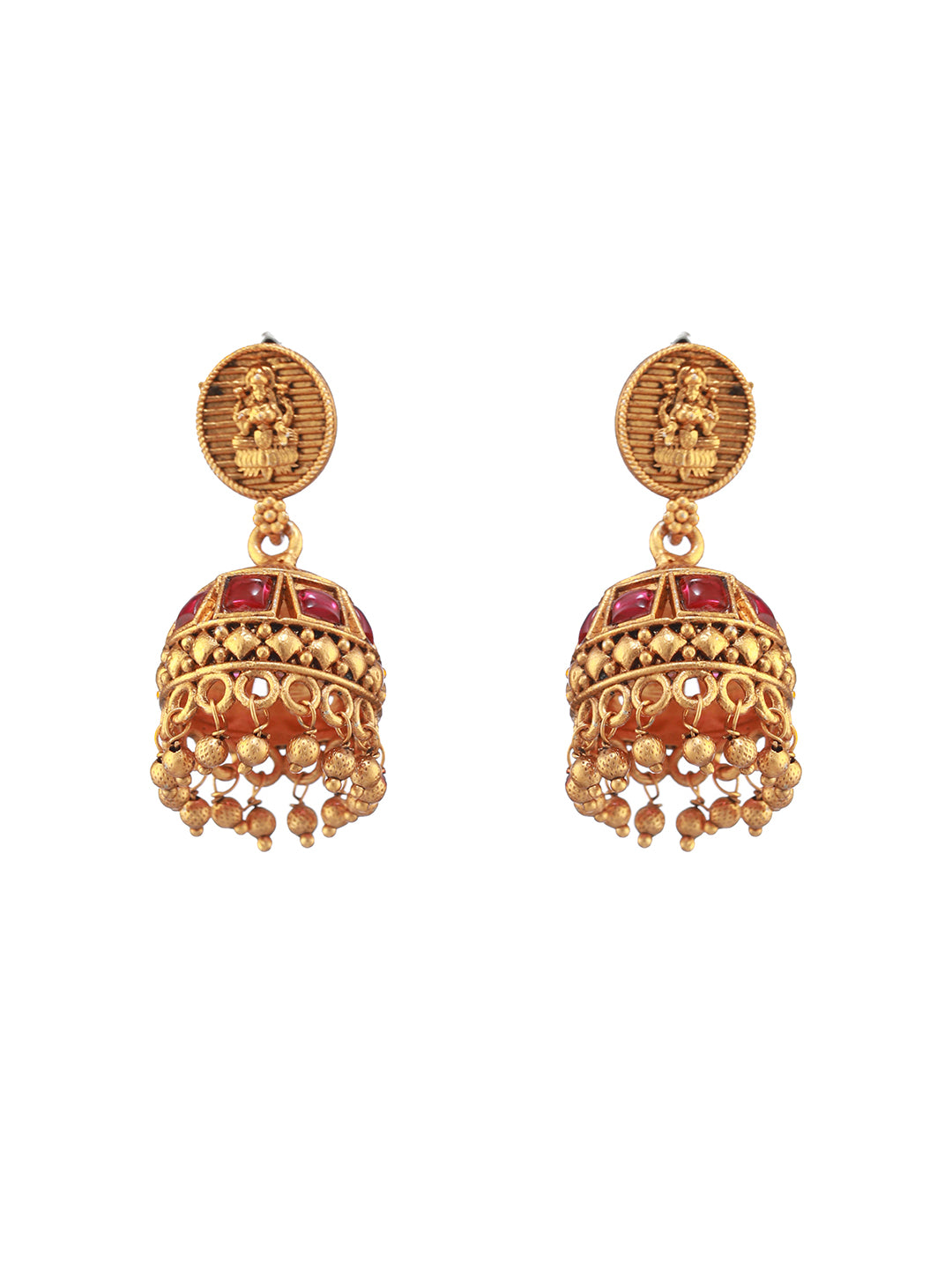 Red Goddess Laxmi Coin Block Gold-Plated Jewellery Set