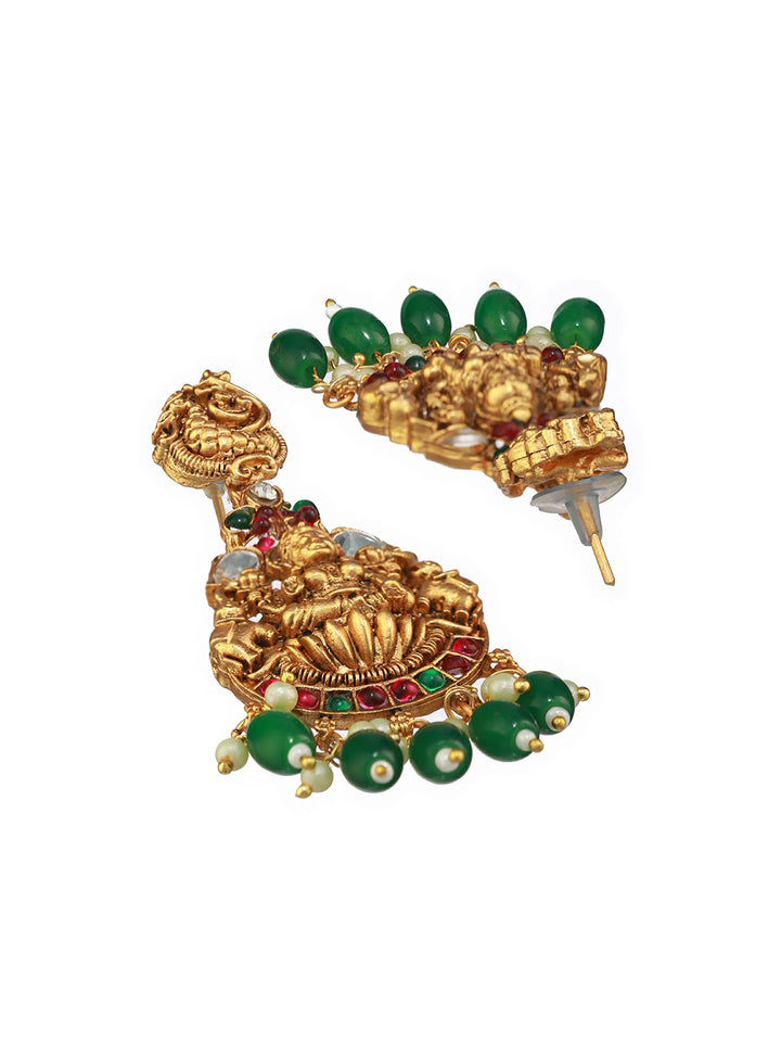 Goddess Laxmi Multicolor Stone Studded Gold-Plated Jewellery Set