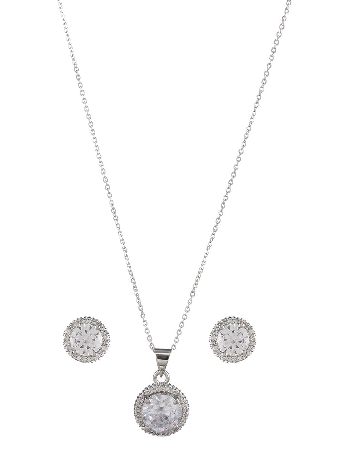 Stunning Solitaire Silver-Plated Jewellery Set