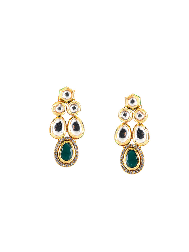 Priyaasi Elegant Green Kundan Studded Gold-Plated Jewellery Set