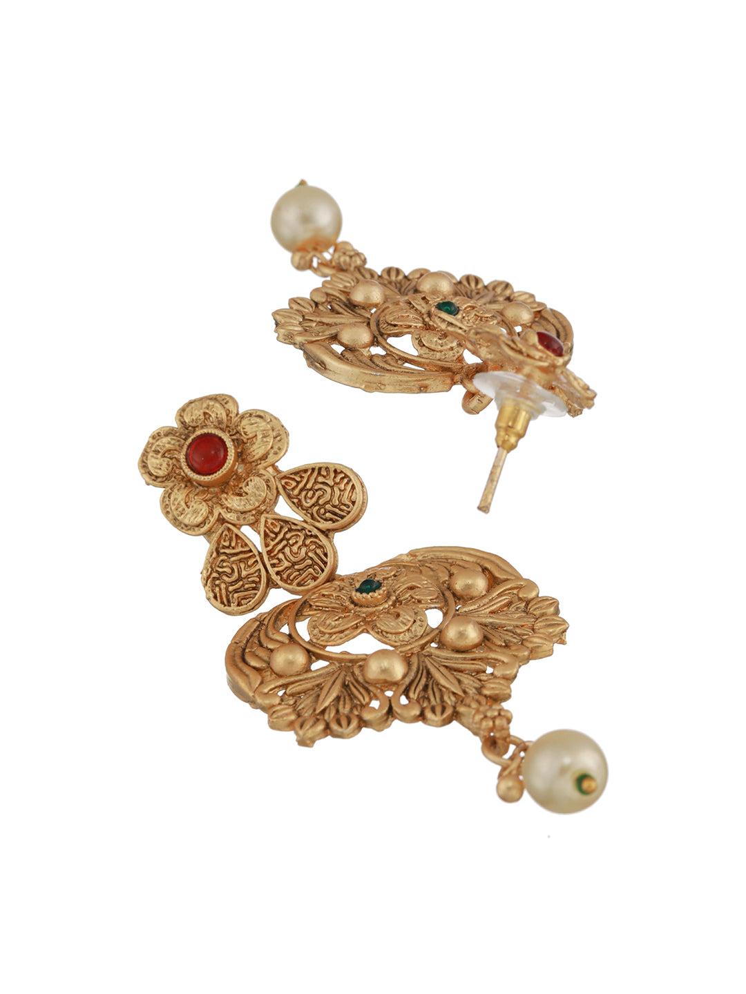 Priyaasi Floral Kemp Stone Studded Gold-Plated Bridal Jewellery Set