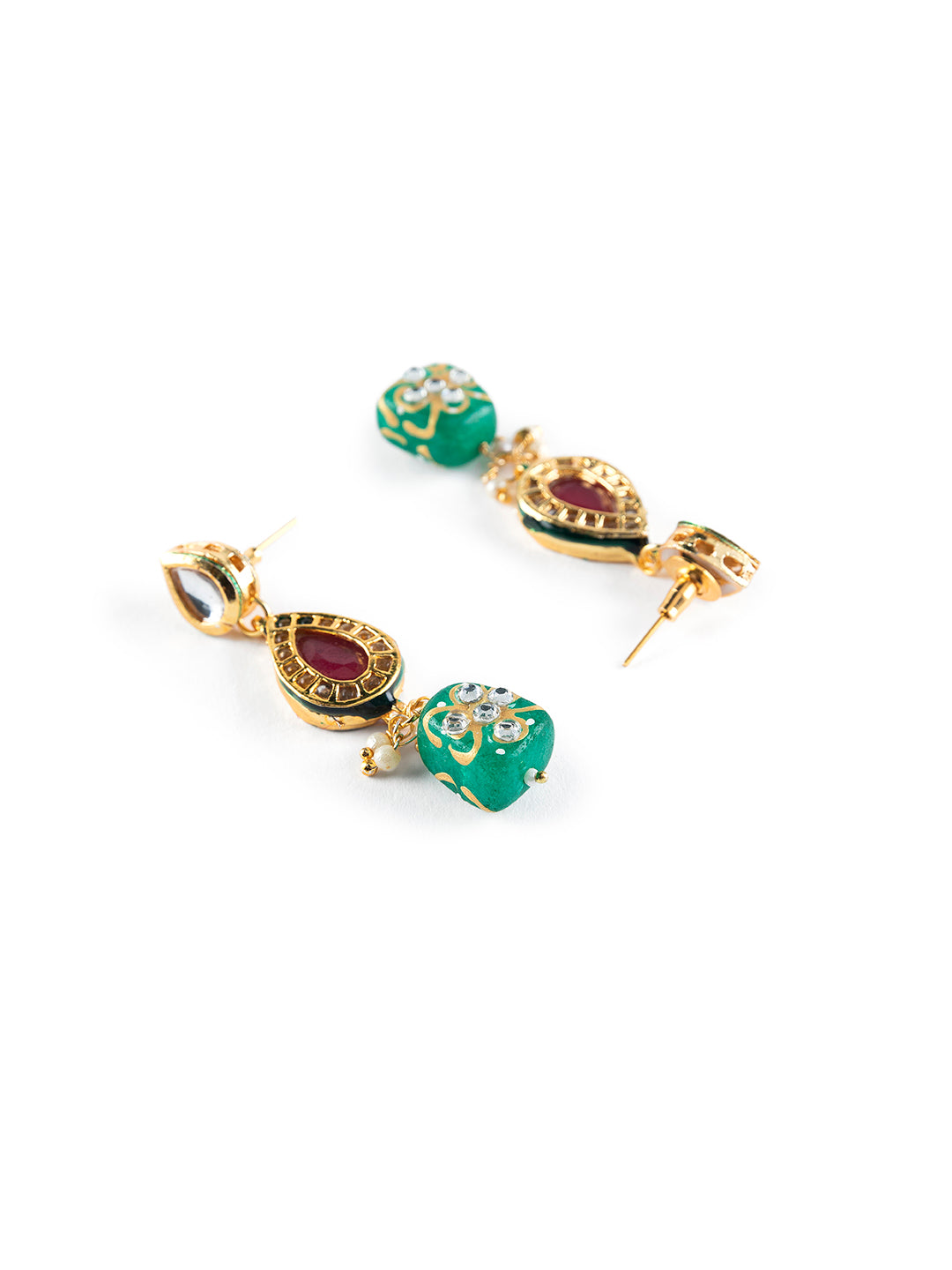 Dual-Layered Multicolor Kundan Studded Gold-Plated Jewellery Set