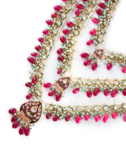Priyaasi Red Studded Buds Beaded Multilayer Gold-Plated Jewellery Set
