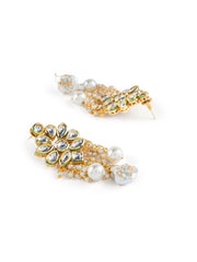 Priyaasi Floral Kundan Chunky Beads Pearl Gold-Plated Choker Jewellery Set