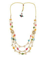 Priyaasi Multicolor Floral Pearl Beaded Layered Gold-Plated Jewellery Set